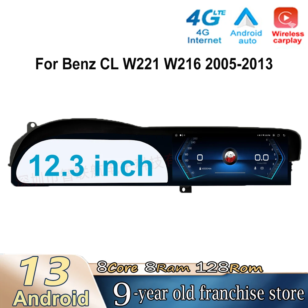 

12.3 Inch Android 13 Touch Screen for Benz CL W221 W216 2005-2013 Car Accessories Multimedia Carplay Monitors Video Radio Player