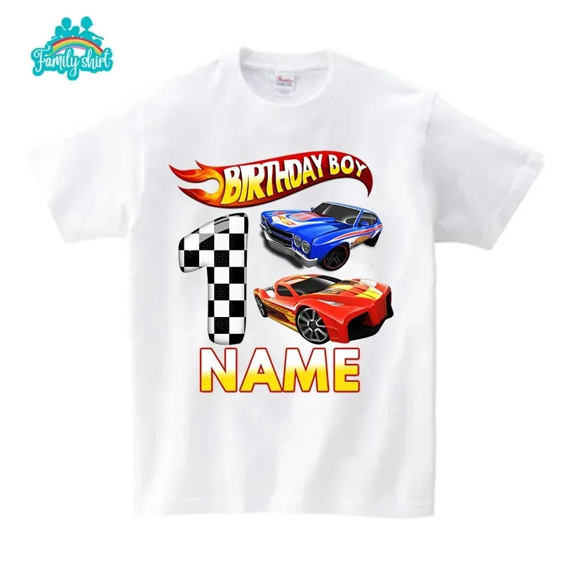 Kids Racing Birthday T Shirt 5 Year Old 2nd T Shirt Kids Shirts for Children Party BOYS Summer Custom Name Toddler Baby T Shirts