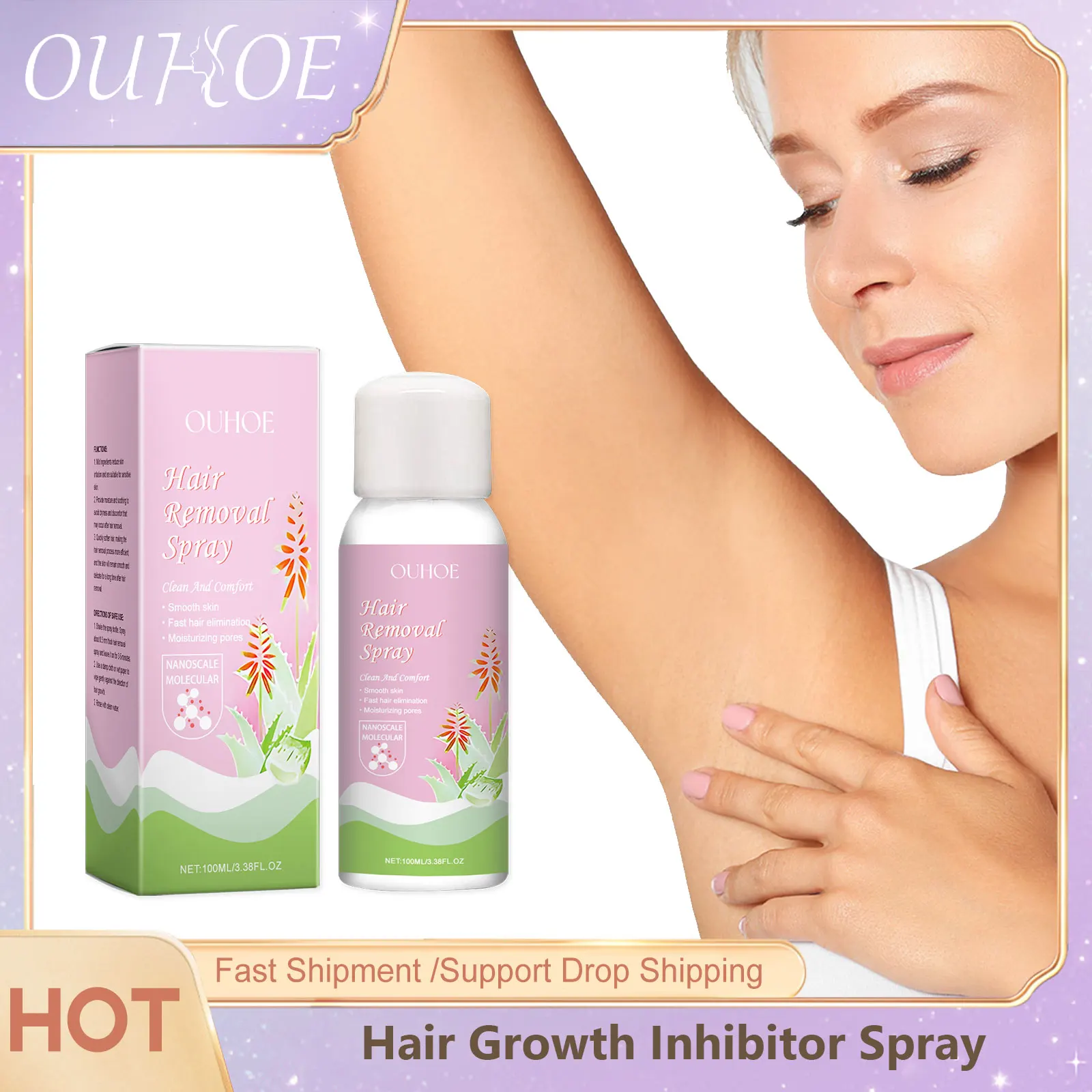 

Hair Growth Inhibitor Spray Permanant Painless Moisturizing Body Depilation Mousse Intimate Parts Legs Armpit Hair Removal Spray