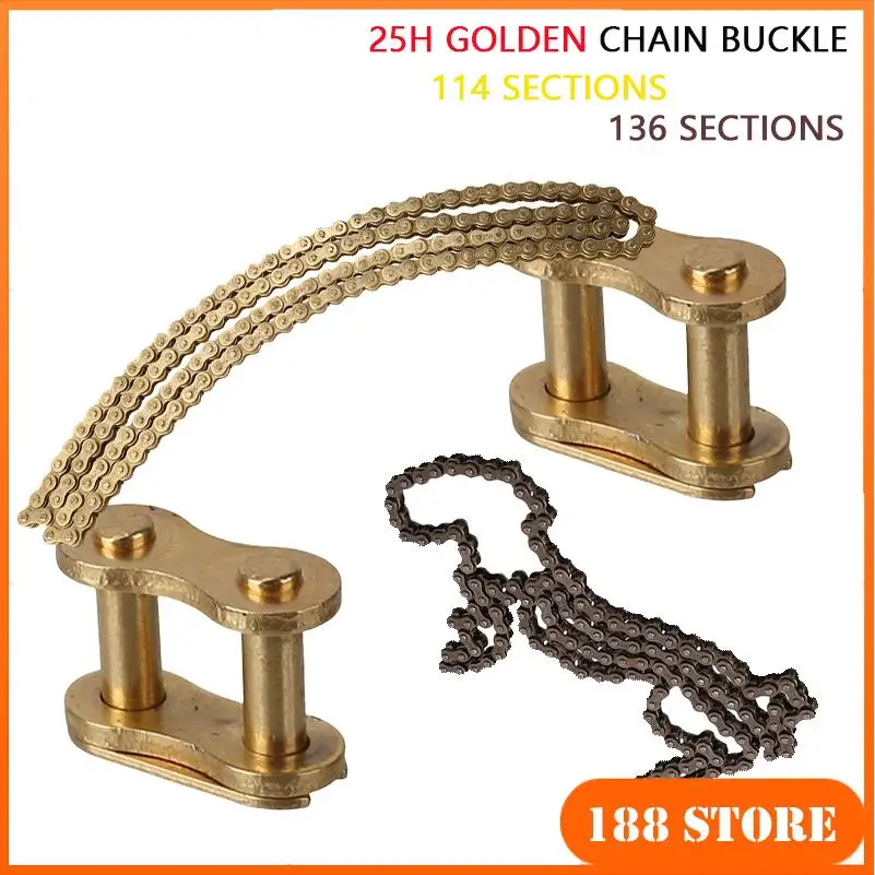 سلسلة مشبك 25H سلسلة ذهبية مشبك 25H 114 سلسلة ذهبية 25H 136 سلسلة سوداء سلسلة من الفولاذ المقاوم للصدأ على الطرق الوعرة دراجة نارية سلسلة مشبك