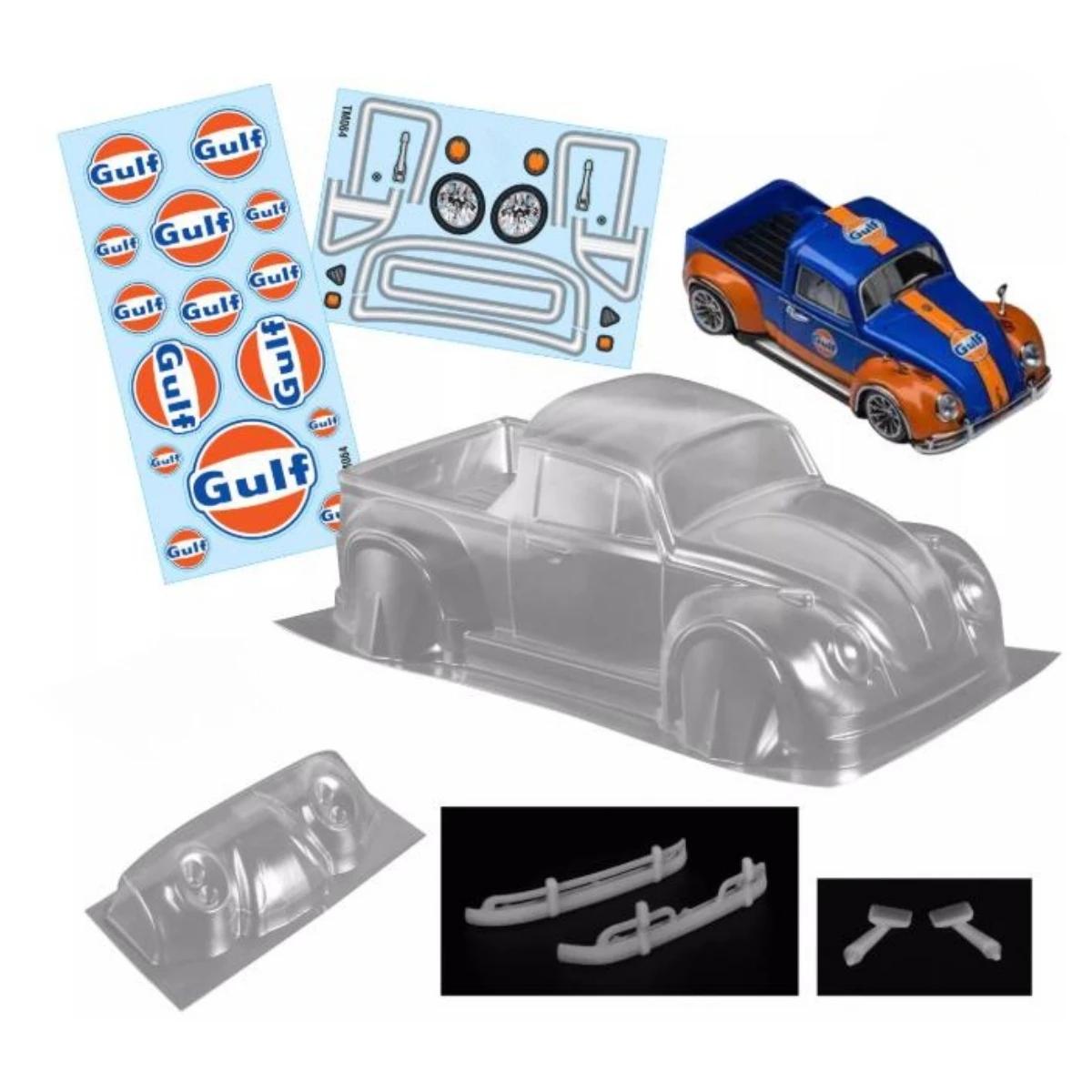 

TM064 1/10 Mini VW Beetle Прозрачный корпус для корпуса Tamiya M (колесная база 210 мм)