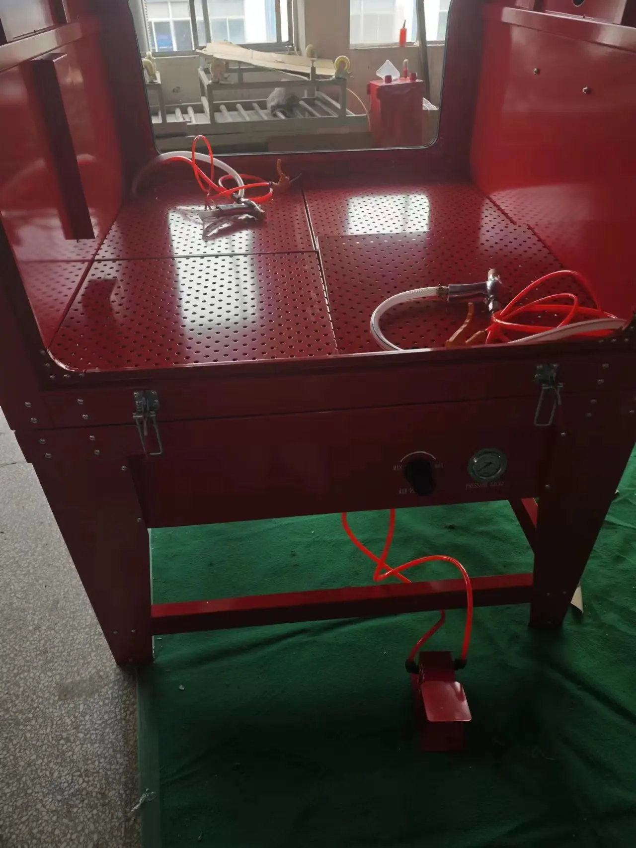 SBC1280 1280L التحكم الكهربائي اثنين من الجانب خزانة الرمل ساندبلاستر مع مكنسة كهربائية #3