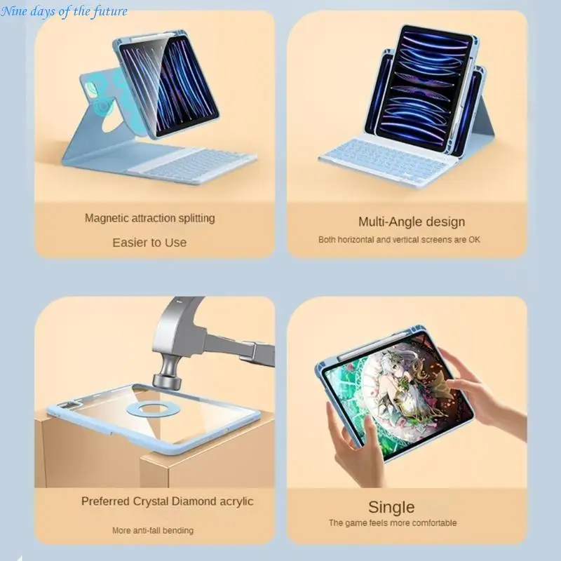 Strong Case Keyboard for 10.9inch Tablets Adjust Stand Quick Accessing Functions for Pad 10.9'' 2022 10th E65A