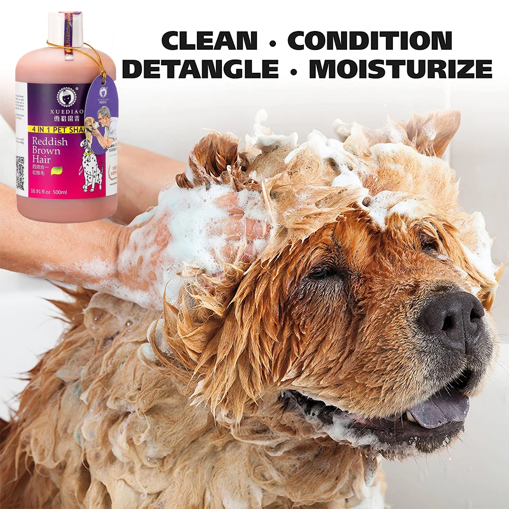 Pet Shampoo and Conditioner All Natural 4 in1 Dog Shampoo Body Wash for Puppy dog Shower Gel Pet Friendly Formula 17oz