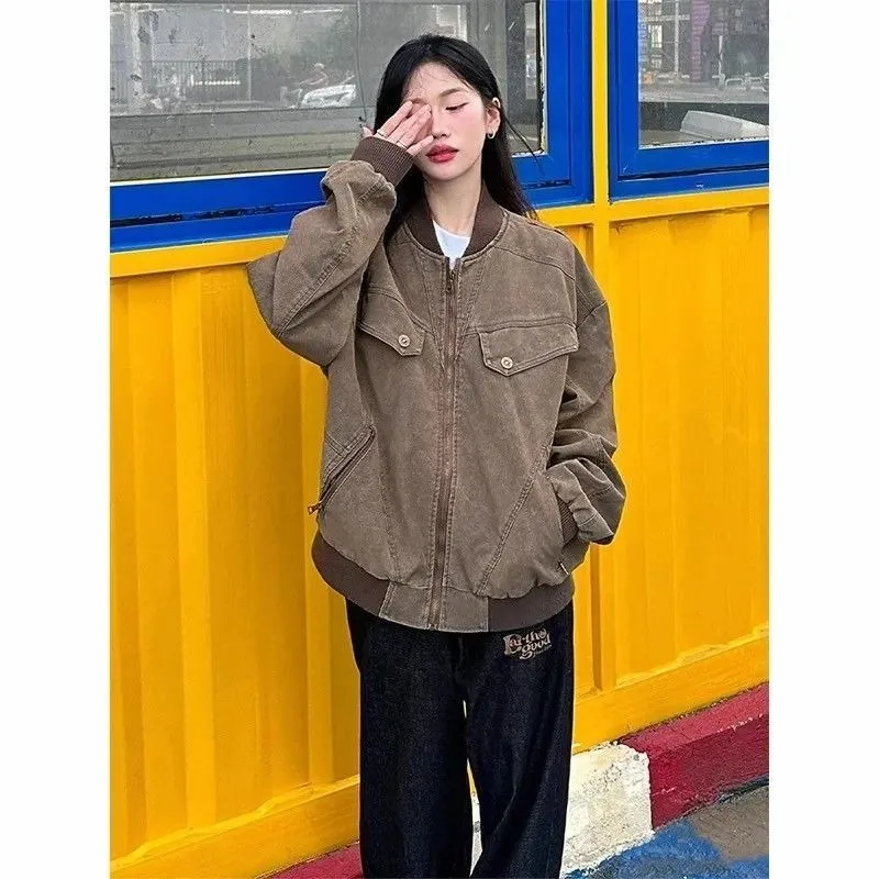 

Retro Pure Color Patchwork Workwear Jaet Loose Fit Corduroy Autumn Outerwear for Men And Women Couples Outfit Vintage Sle