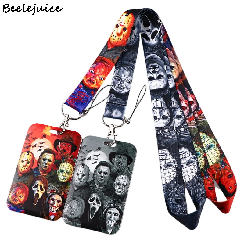 

Terror Horror Lanyard Keys Phone Holder Funny Neck Strap With Keyring ID Card DIY Animal webbings ribbons Hang Rope