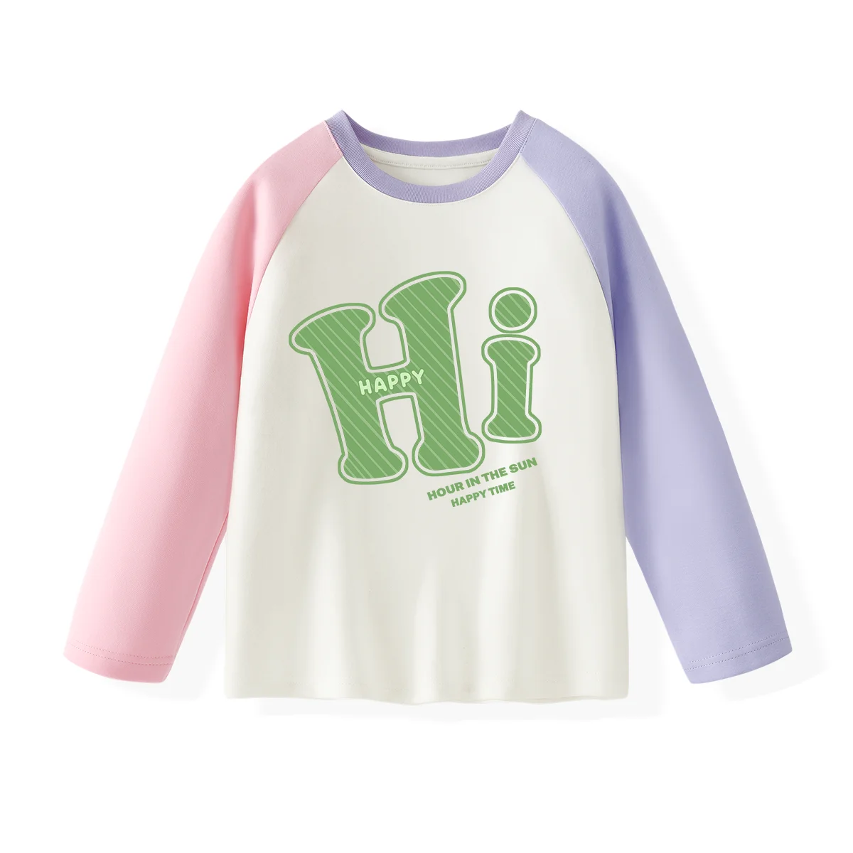 

Children's AB Two-color Long-sleeved T-shirt Boys And Girls Blue Hello Autumn And Winter T-shirt