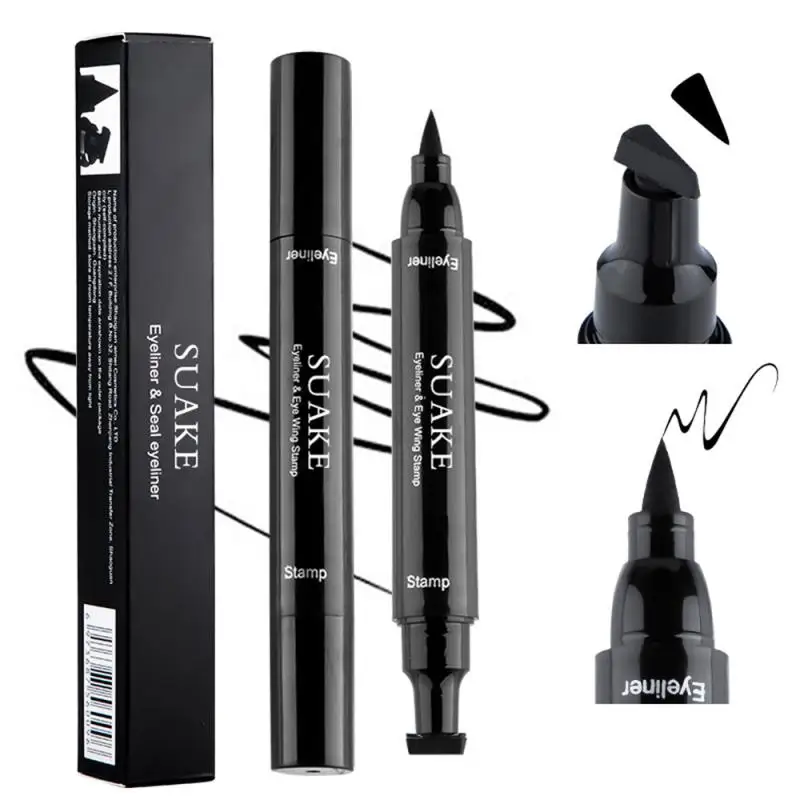 Podwójny Eyeliner w pełnym kolorze dla początkujących Eyeliner anty-rozmazany Eyeliner pióro stempel Eyeliner wysoki kolor czarny Eyeliner