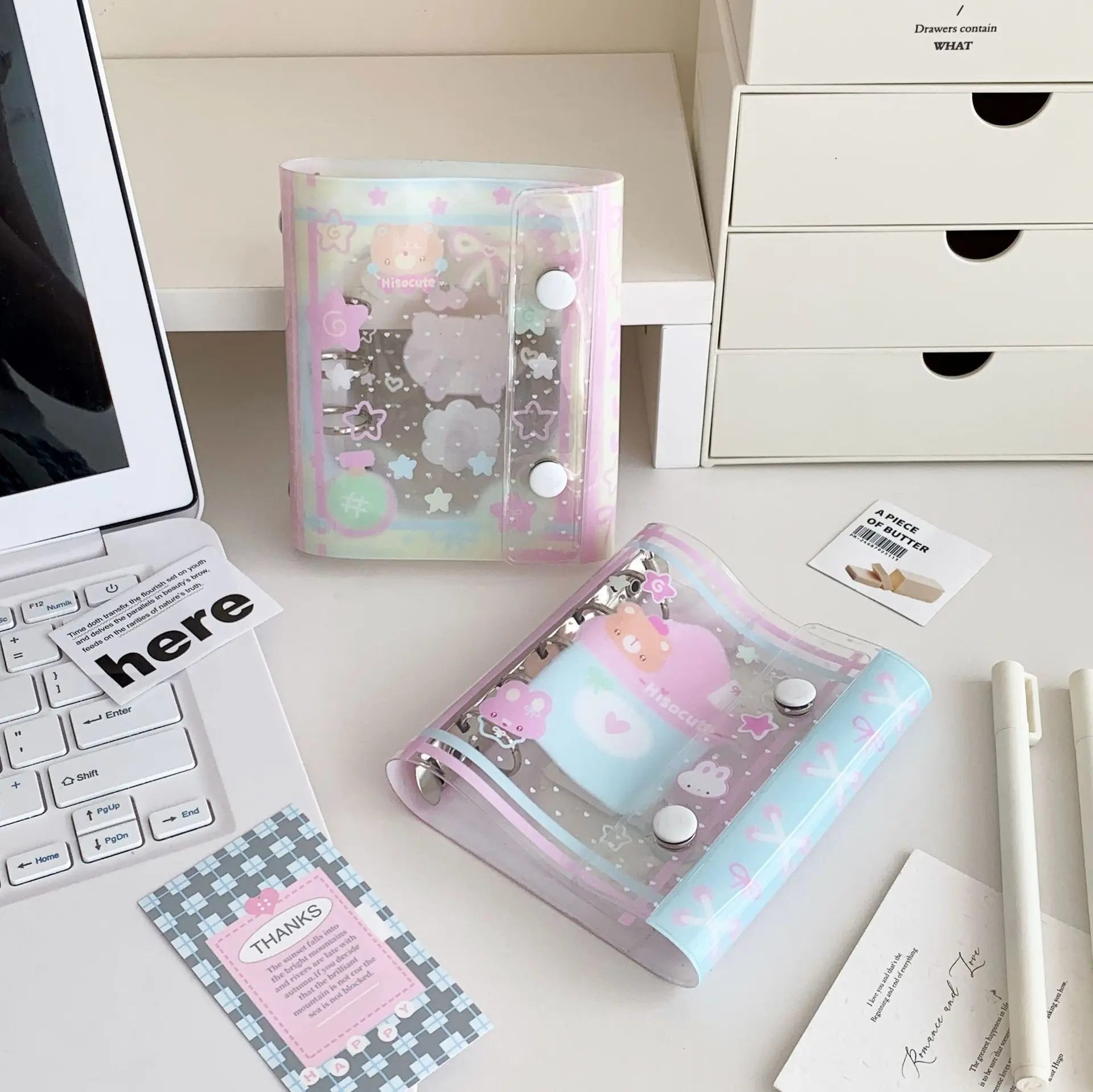 Kawaii M5 Binder Notebook with Refill Paper Cute Bear Mini Schedule Book Stationary Notepad Back To School