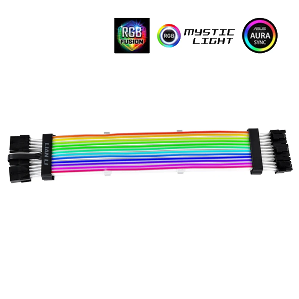 LIAN LI Strimer Plus RGB PSU Extension Cable Rainbow Noen Power Line, GPU Dual 8Pin / Triple 8Pin Cord 5V ARGB DIY Case