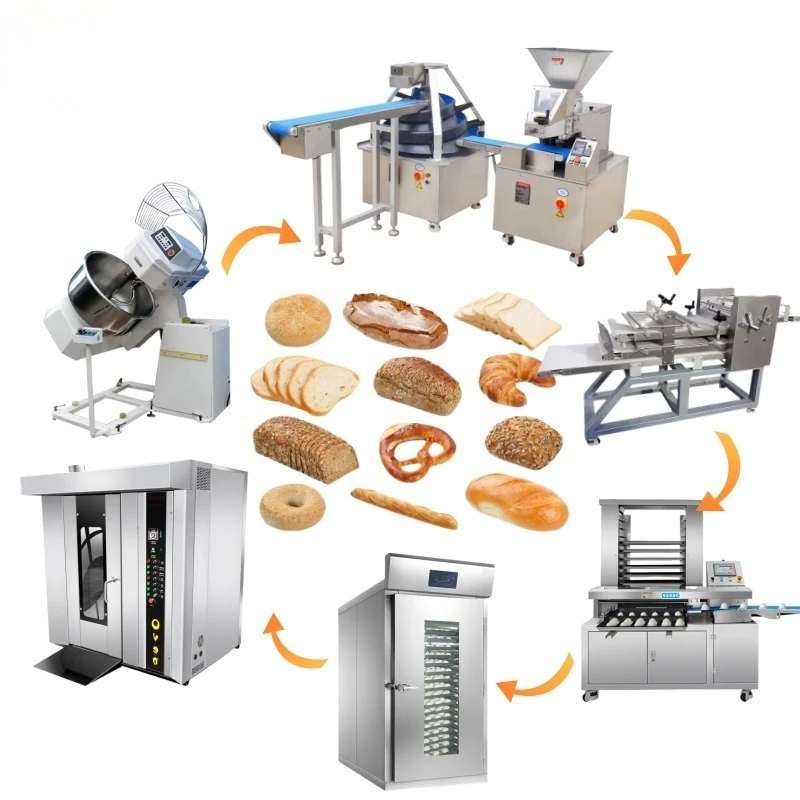 Heavy Duty Complete Set of Bakery Equipment Good Prices Dough Mixer Dough Divider Baking Oven