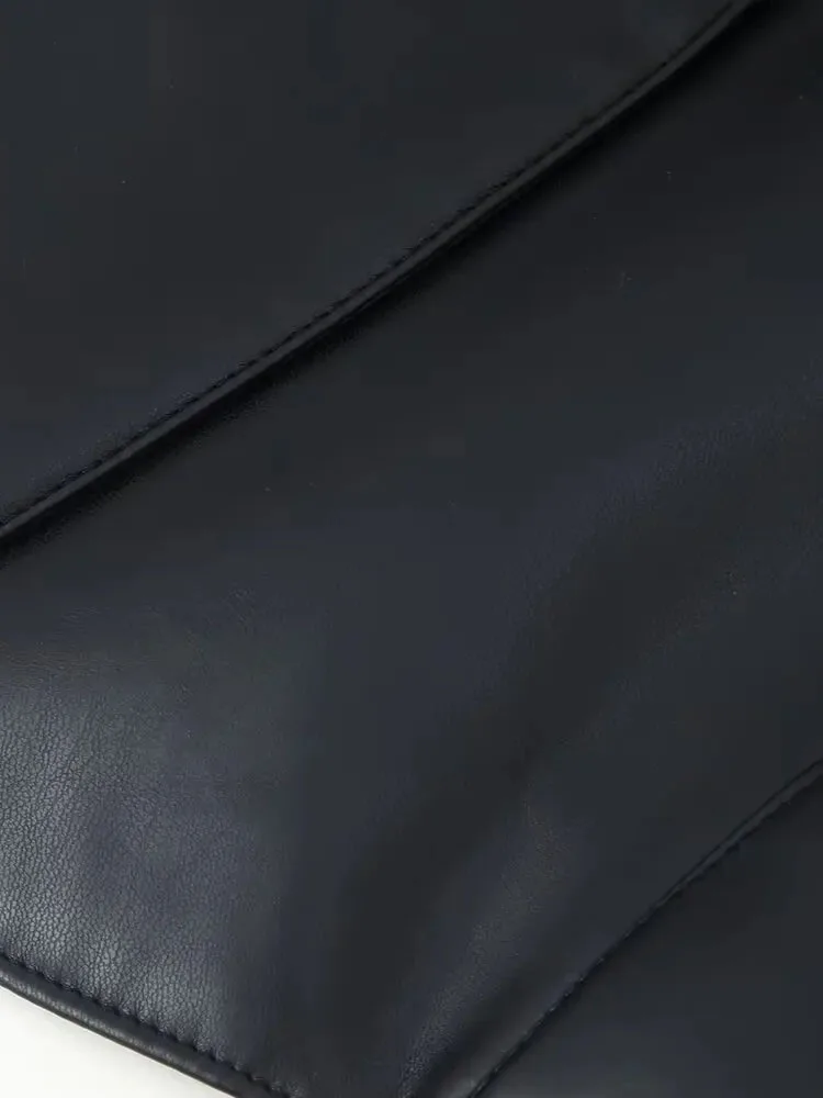 

HH Women 2025 Winter Fashion Fur Collar Spliced ​​Leather Long Sleeve Coat Female High Street Casual Warm Banquet Short Jacket