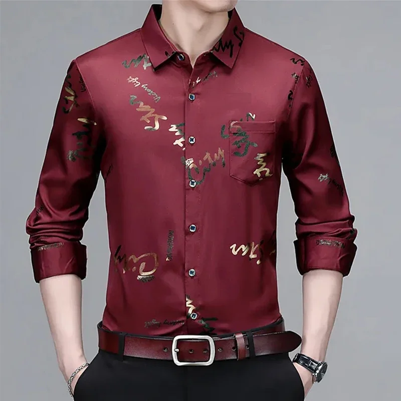 Men\'s Casual and Fashionable Long Sleeved Printed Shirt, Non Ironing and Wrinkle Resistant Business Top