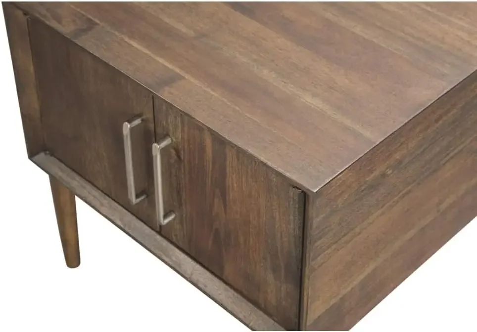 Ashley Kisper-Mid-Century Modern Square End Table, Signature Design, armário marrom escuro, espaço de armazenamento