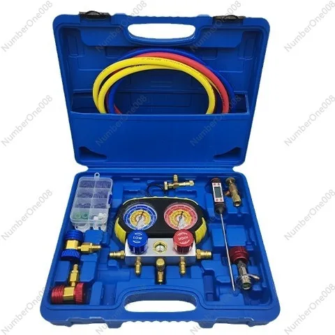 Car Air Conditioning Fluorometer R134a Refrigerant Coolants Pressure Gauge R22r410 Air Conditioning Double-Meter Valve Tools