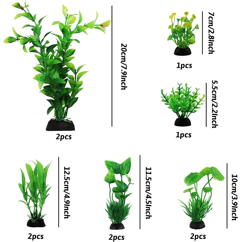 10 Stück/Set Aquarium-Pflanzen Ornamente Grünes Kunststoff-Simulationsgras Künstliches Wasserpflanzen-Dekor für Fischbecken DIY-Zubehör – Detail 2