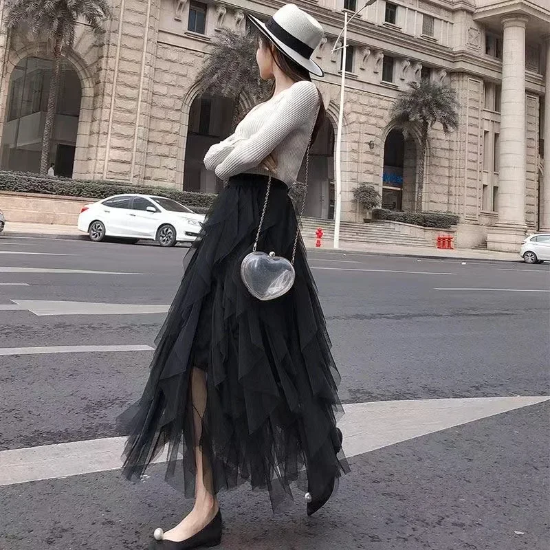 Летний новый продукт в европейском и американском стиле, женская одежда, дизайн, многослойное украшение, юбка-миди со средней талией