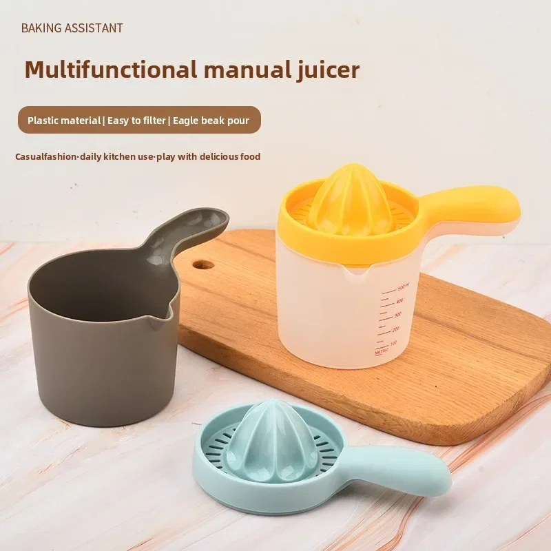 

Manual Citrus Juicer with Measuring- Portable Hand Press Lemon Squeezer for Fresh Juice Extraction, Easy Clean Kitchen Gadget