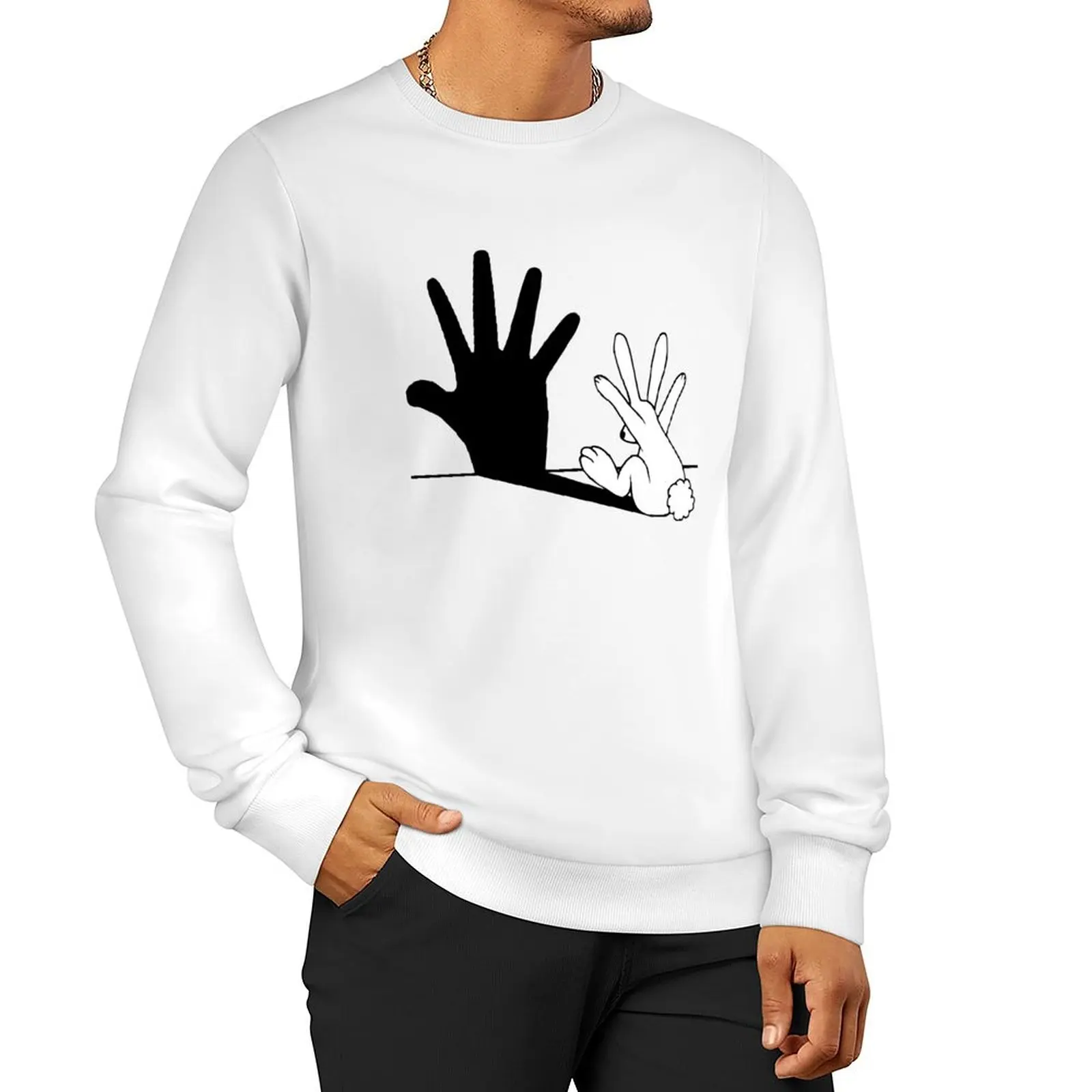 

Rabbit Hand Shadow Sweatshirt mens clothes men's sweat-shirt set graphic sweatshirts