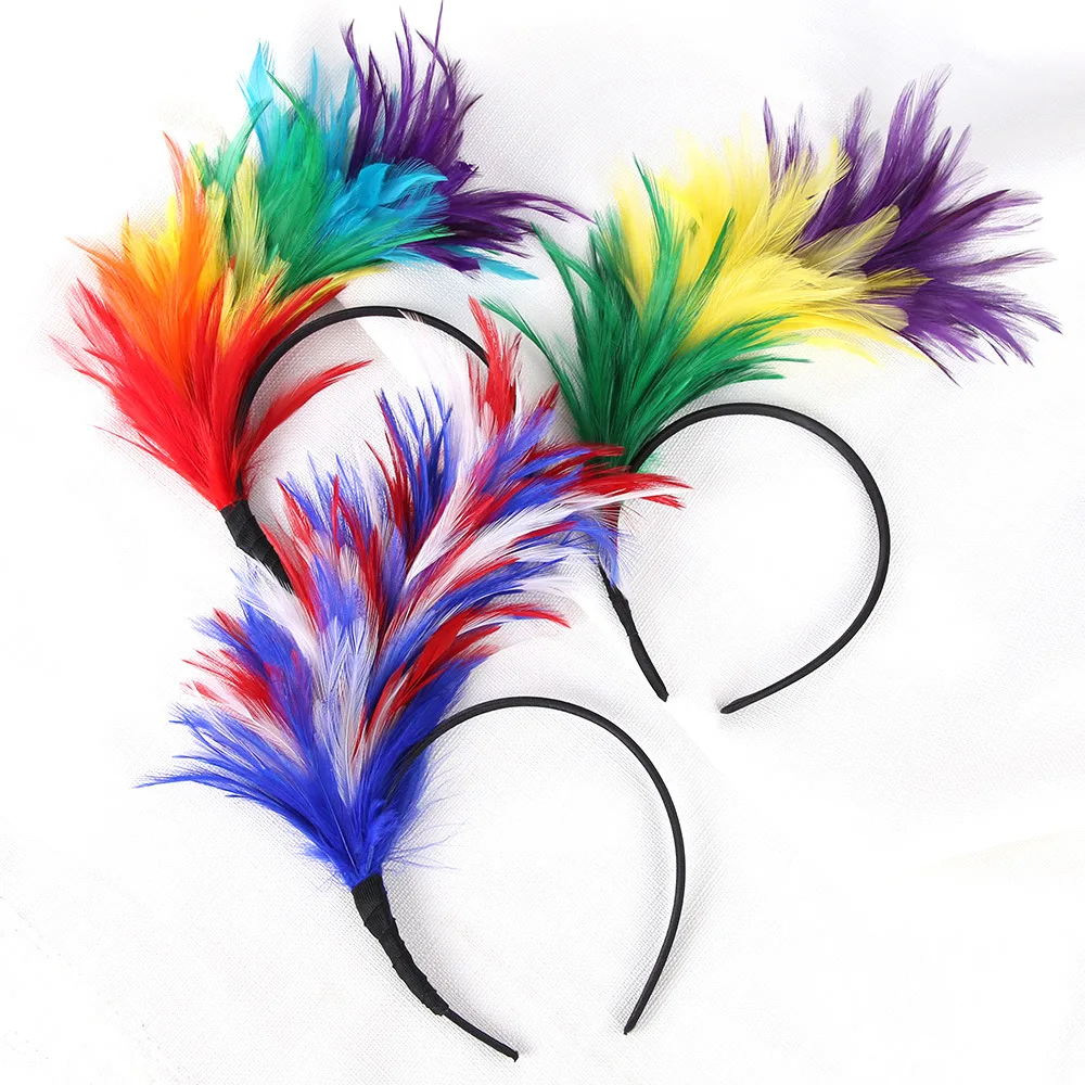 ديكور حفلات ماردي غرا الاحتفالي - عصابة رأس من الريش الملون - قطعة شعر على شكل كرة نيو أورليانز باللون الأخضر/الذهبي/الأرجواني #5