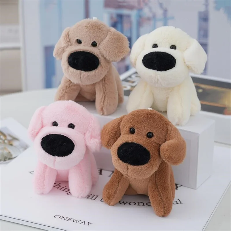 

4 Colour Cute Big Nosed Little Dog Plush Toy Pendant Stuffed Animal keychain Doll Bag Hanging Decoration Small Gift 12CM