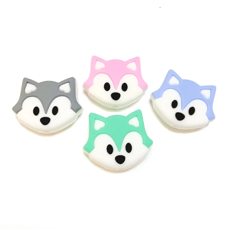 10 piezas de cuentas de silicona con diseño de zorro de dibujos animados, suministro del fabricante, para collares mordedores de bebé, cuentas DIY, charms para Crocs y pines Jibbitz para Crocs