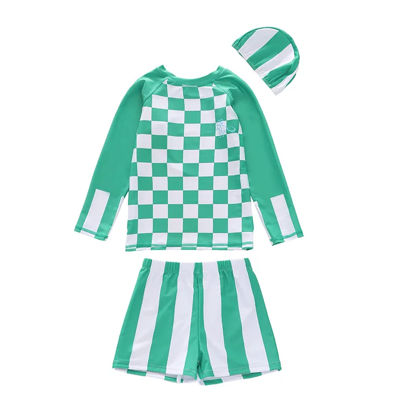 HappyFlute Two pieces Set Plain Colour Printing  Long Sleeve With Cap Boy Soft&Breathable Swimsuit