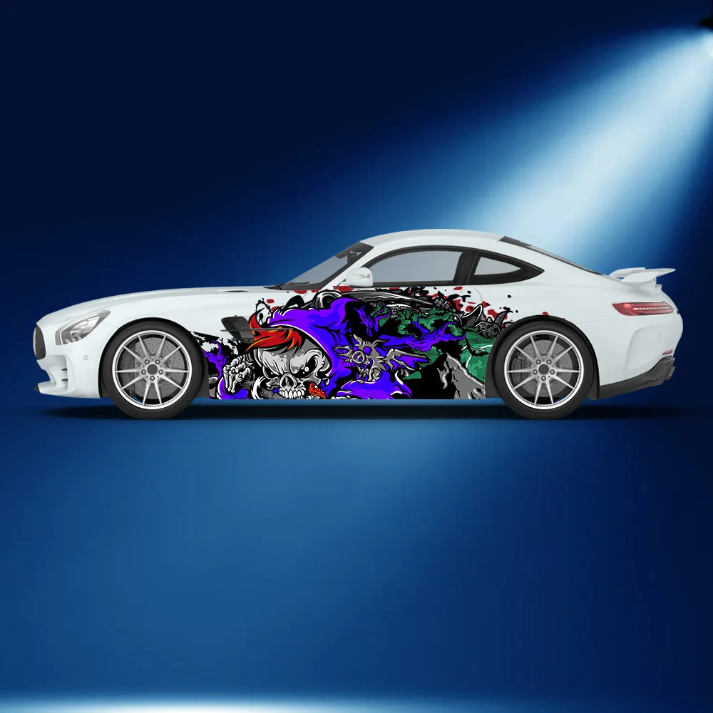 

Dark Skeleton Flame Graffiti Car Vinyl Wraps Decal Self-adhesive PVC Sticker Suitable for Trucks SUV Decor Auto Accessories Gift