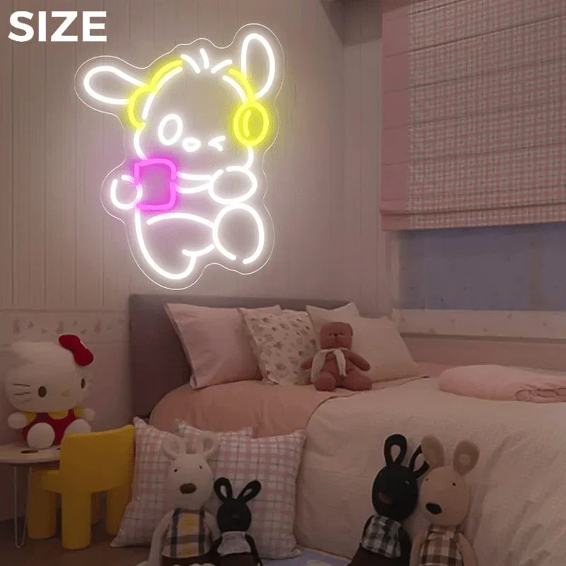 سانريو Pochacco النيون LED ضوء النيون عكس الضوء USB لغرفة النوم غرفة المعيشة متجر حفلة Kawaii ديكور جدران المنزل هدية للأطفال #4