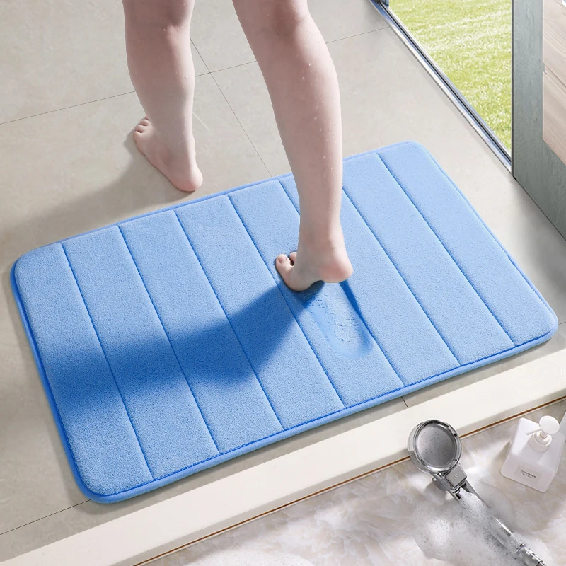 40X60CM Home Bath Mat Coral Fleece Bathroom Carpet Water Absorption Non-slip Memory Foam Absorbent Washable Rug Toilet Floor Mat