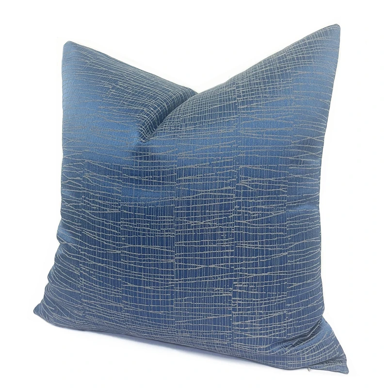 Soft Texture Blue Gray Woven Decorative Pillow Case 18x18