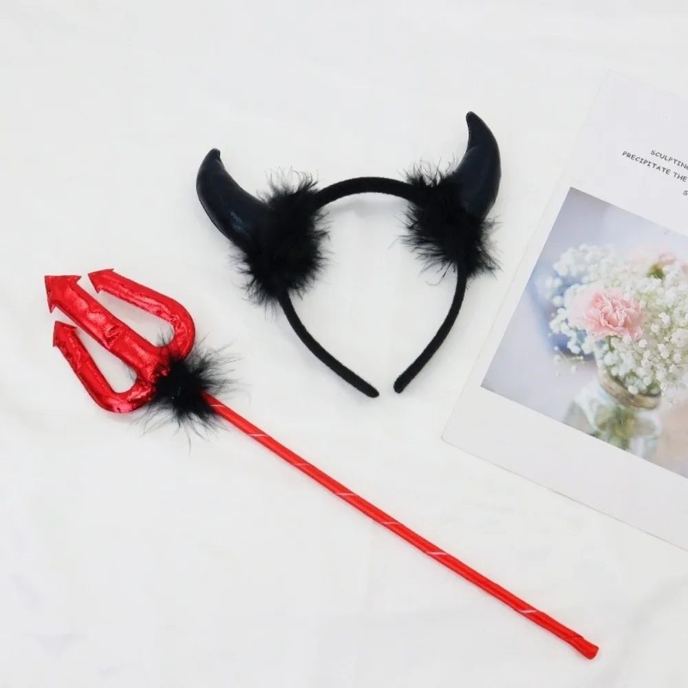 Plastic Halloween Cosplay Accessories Performance Props Headdress Cow Horn Hairband Cosplay Costume Hair Hoop