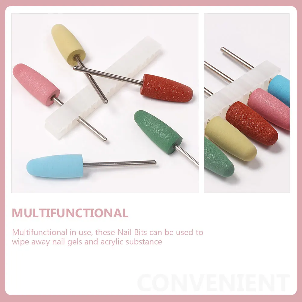 5개 고무 네일 그라인딩 헤드 매니큐어 드릴 비트 전문가용 폴리싱 비트 네일 아트 용품 교체용 매니큐어 용품