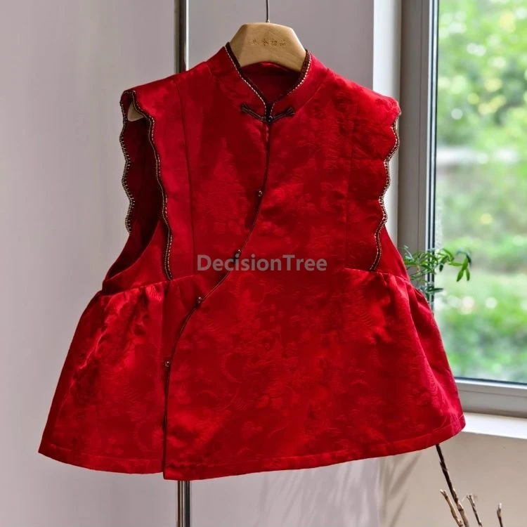 

2025 fashionable flower bud design chic vest new chinese style retro elegant cotton waistcoat high end temperament singlet