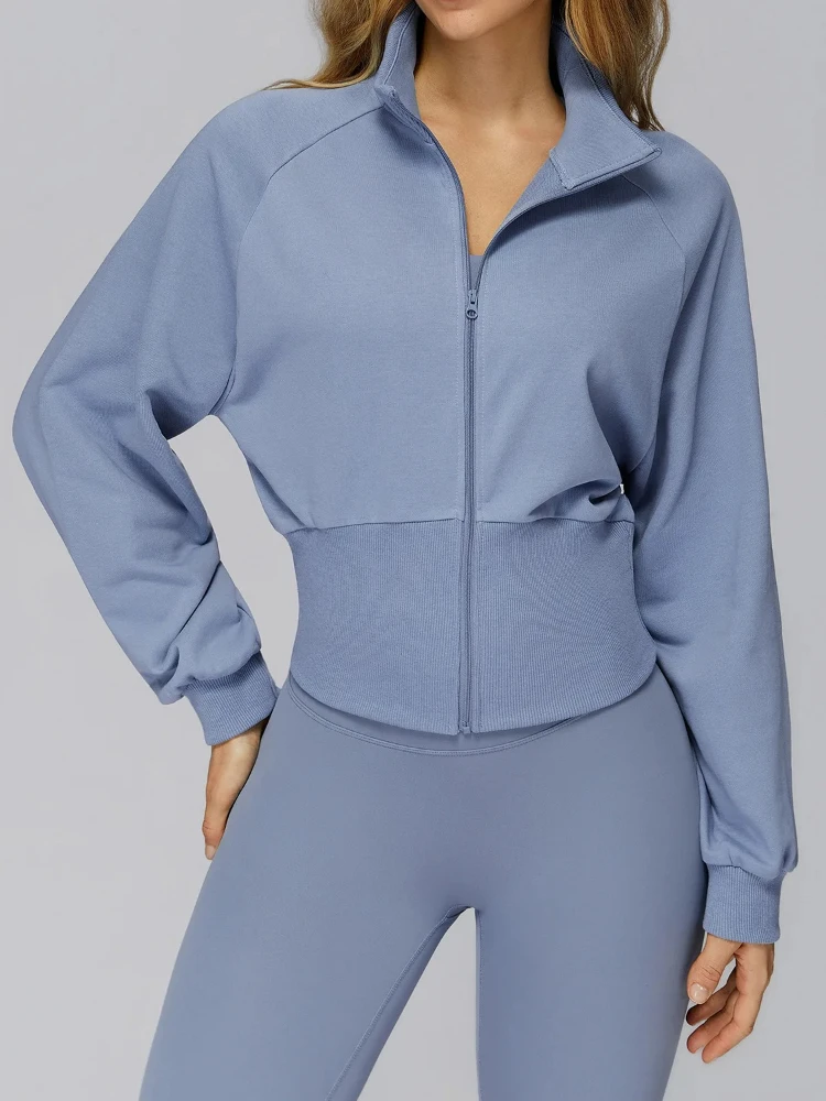 

Womens Loose Fit High Neck Jacket Windproof Warm Outdoor Coat Winter Sportswear Zipper Top No Pockets Fitness Training Wear