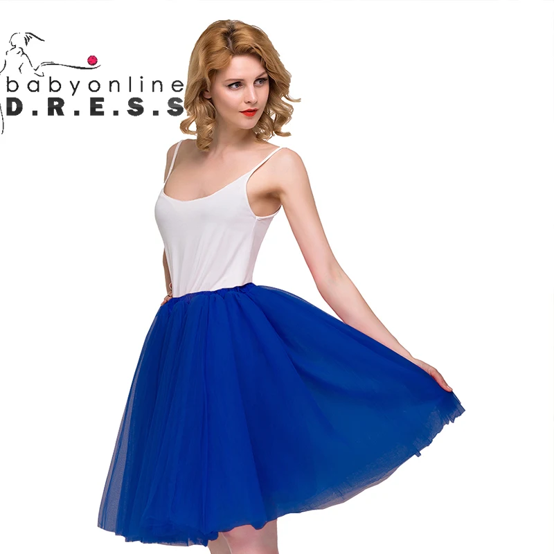 

BABYONLINE 80S 90S Midi Length Petticoat Tulle Mesh A Line Underskirt Wedding Bridal Accessories Adult Tutu Elastic Waist Skirt