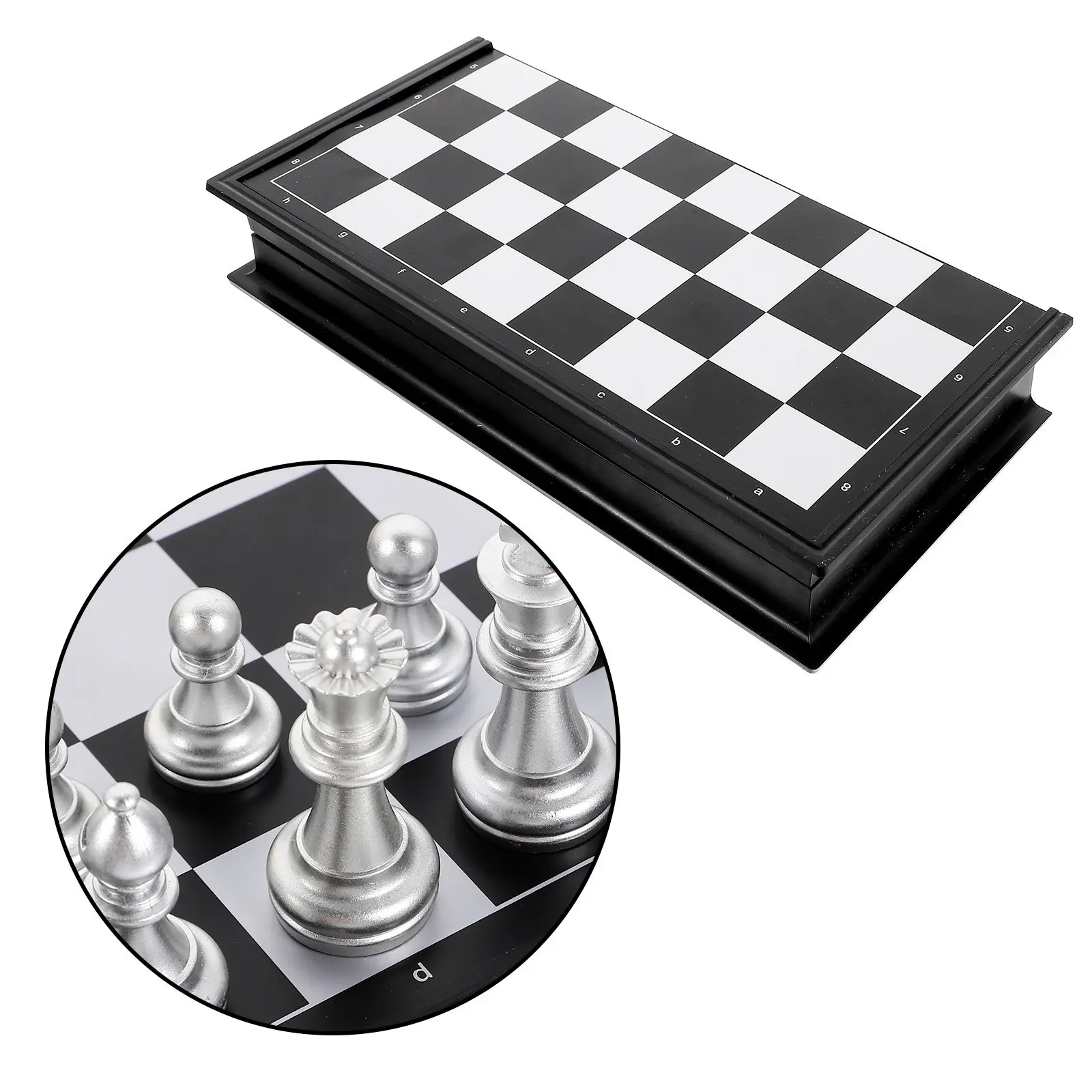

1Set Magnetic International Checkers Foldable Portable Plastic Board Game Beneficial Strategic Educational Competition Play
