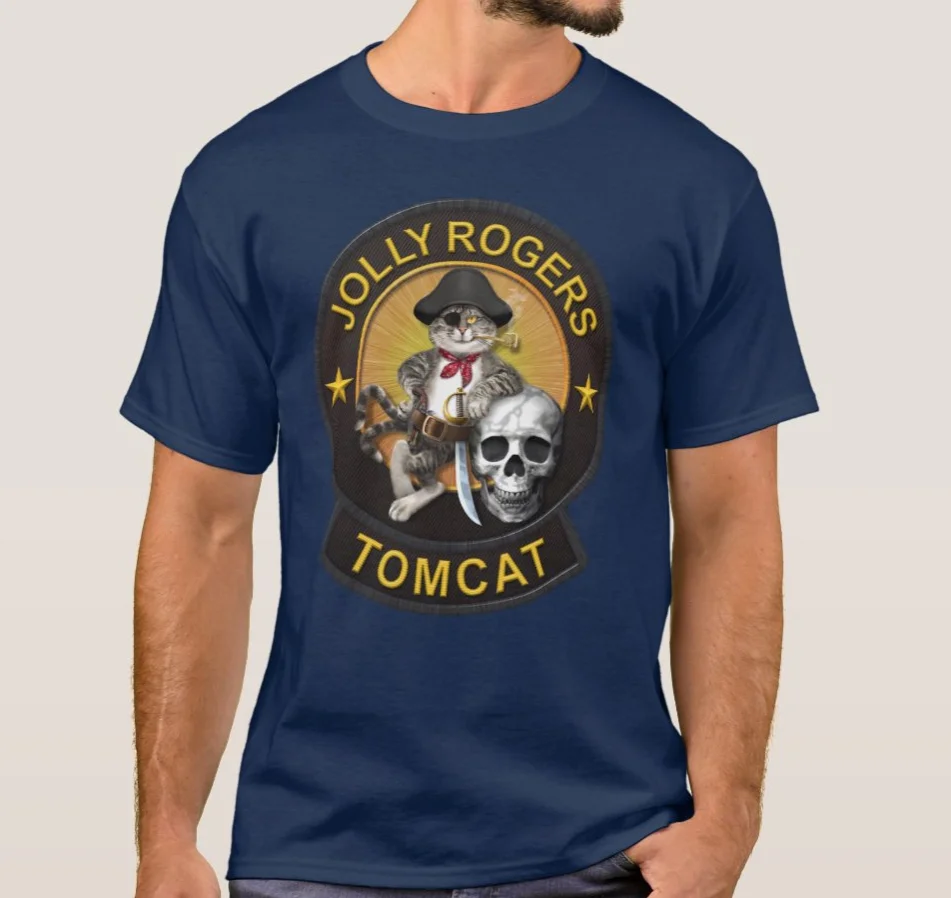 Unique F-14 Tomcat Mascot Jolly Roger T-Shirt. Summer Cotton Short Sleeve O-Neck Mens T Shirt New S-3XL