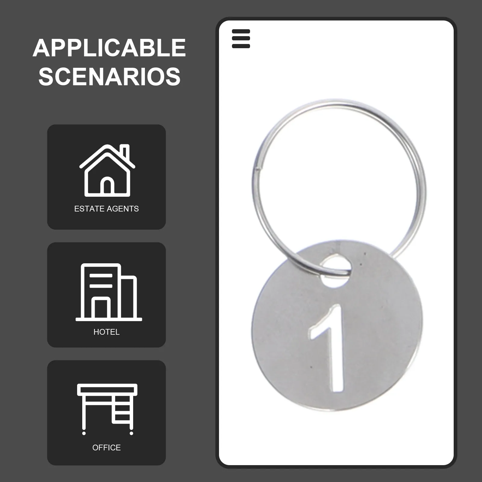 20Pcs Stainless Steel Hollow Number Tags Engraved 1-20 Rectangle Key Identifiers for Spa Pool Sauna Workshop School Fitness