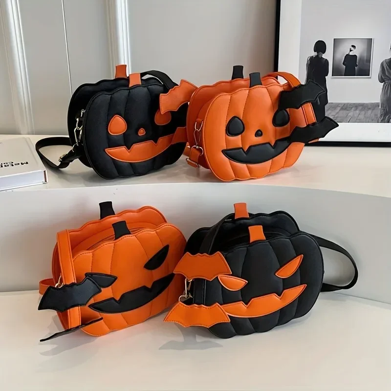 Lustige Kürbis Neuheit Umhängetasche Halloween 3D Cartoon Handy Geldbörsen kreative Pu Leder vielseitige Schulter Umhängetaschen