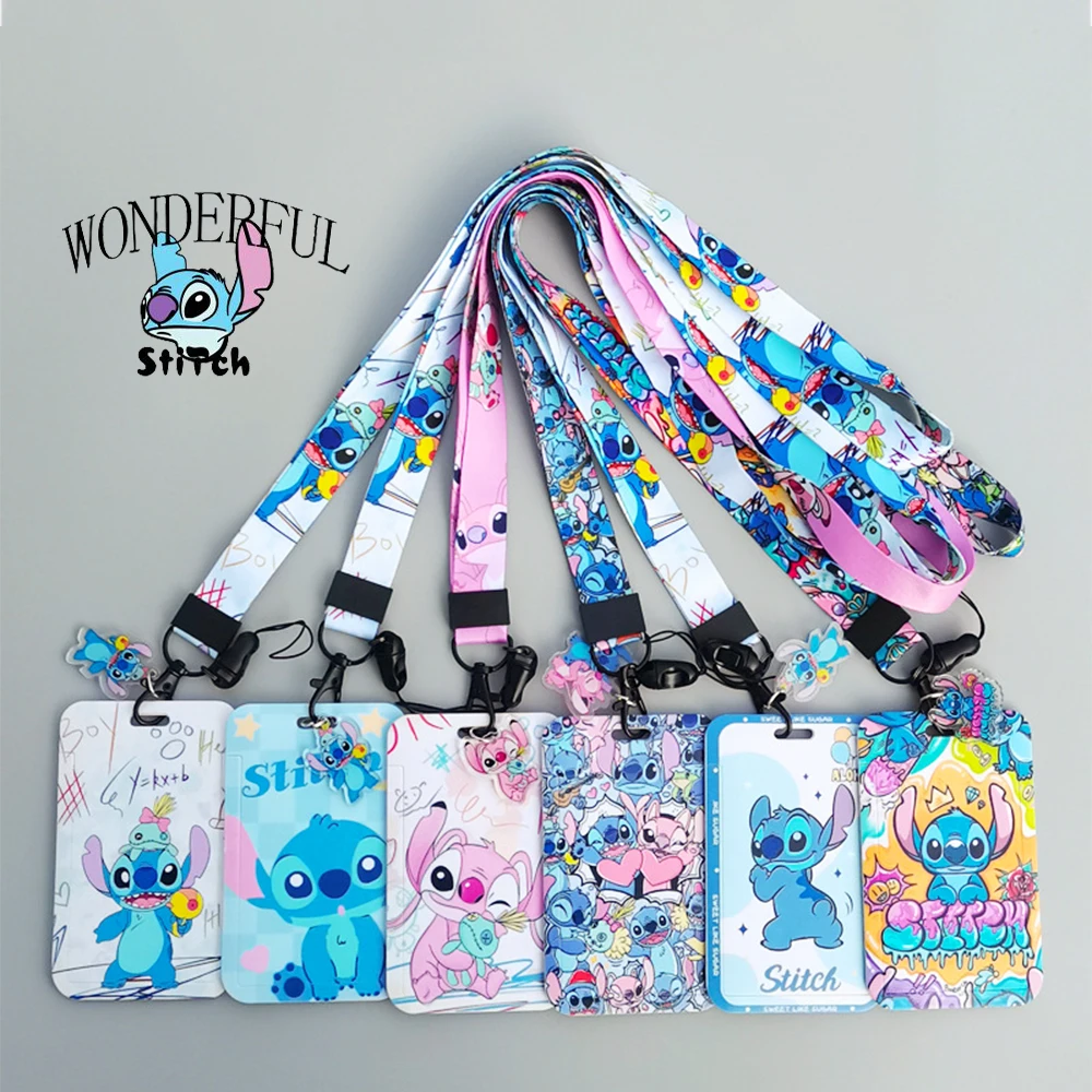 Disney Stitch Alien Lanyard Card Sleeve Holder Neck Strap For Key Id Phone Straps Badge Holder Hanging Rope Accessories Toy Gift