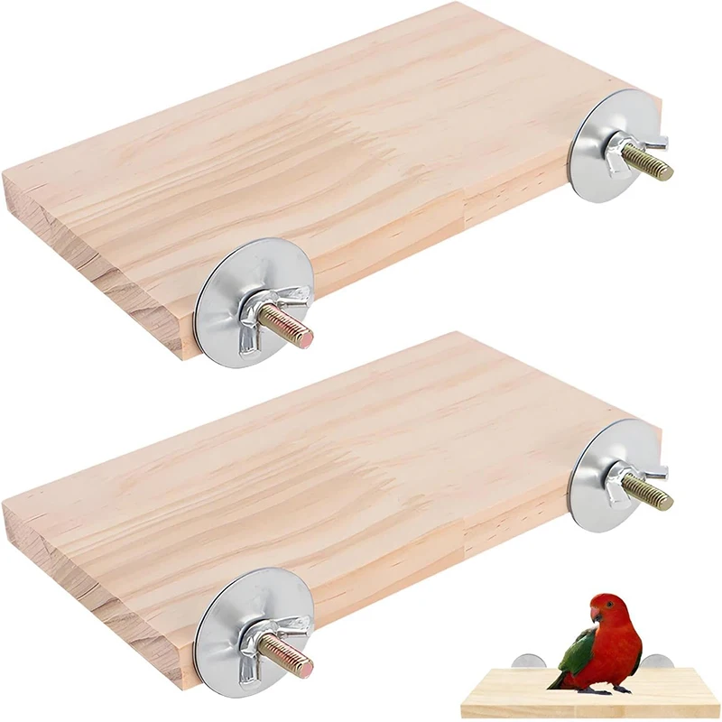 1/2Pcs Wooden Bird Platform Pet Climbing Platform Bird Cage Accessories Wood Stand Rest Place for Small Animals Hamster Platform