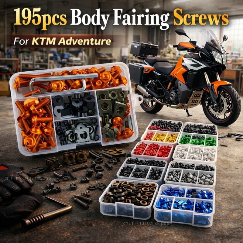 

195pcs Motorcycle Fairing Bolts Body Screws Nuts For KTM 390 790 1050 1090 1190 890 ADVENTURE ADV 1290 Super Adventure Kit CNC
