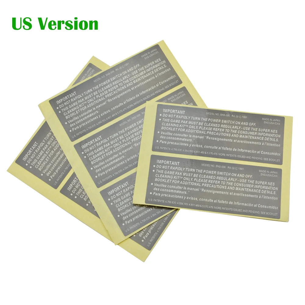 ZUIDID-Autocollant d'étiquette pour cartouche SNES, carte de jeu, coque de boîtier noire, autocollant arrière, pâte d'étiquette, joints, version américaine, 1PC