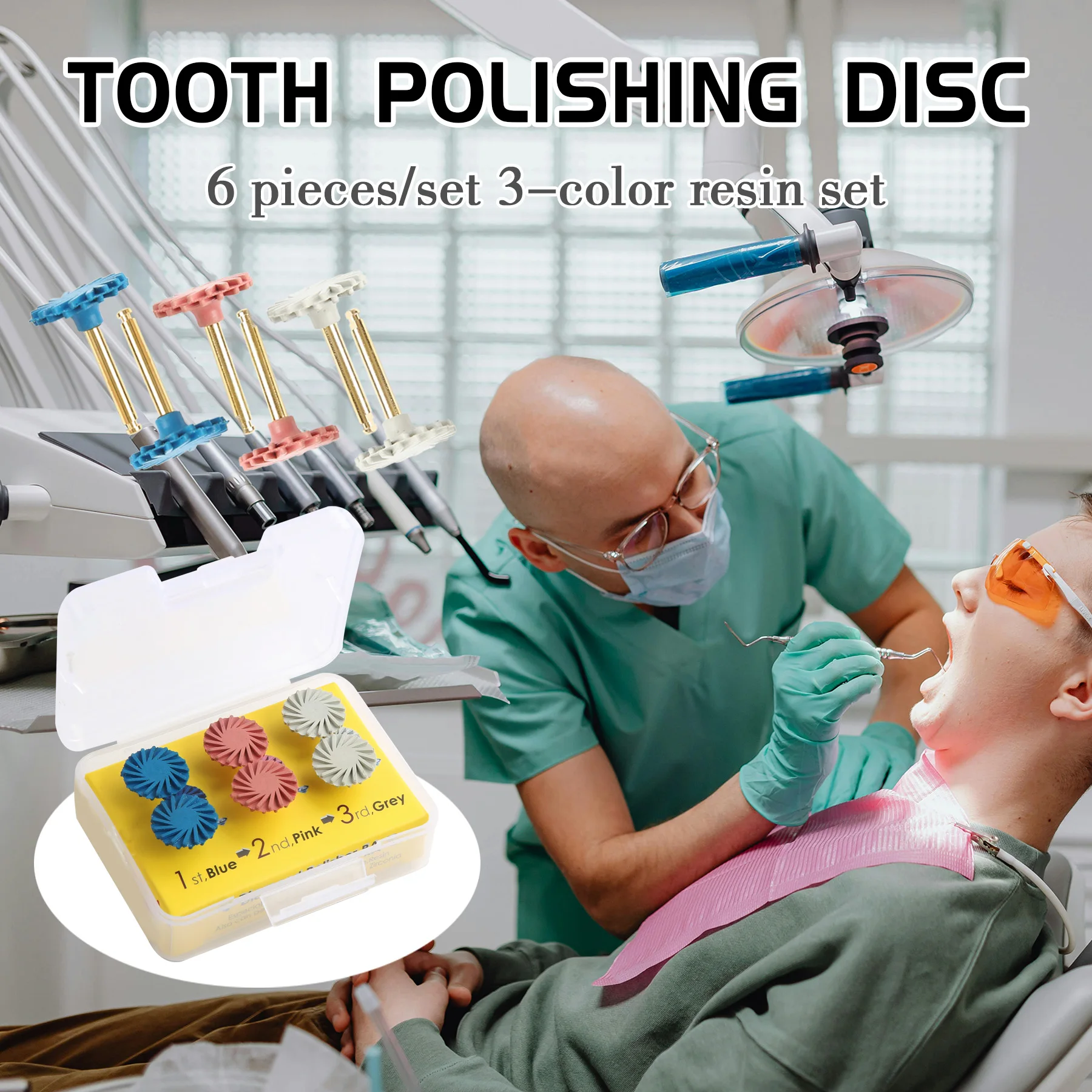 6Pcs/Set Dental Rubber Polisher Composite Resin Polishing Discs Diamond System Burs RA Dentistry Polish Wheel Spiral Flex Tools