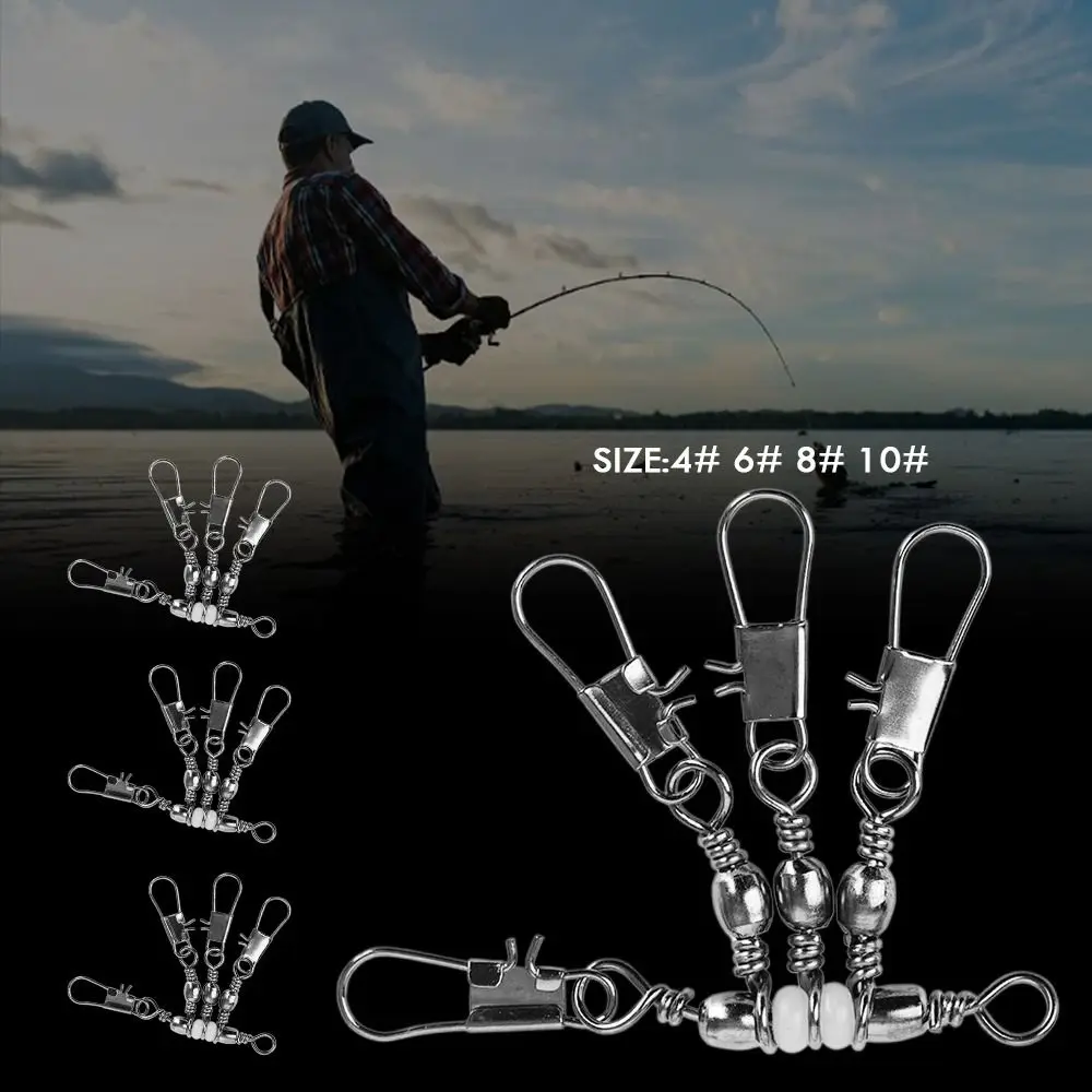 10 قطعة 3-Way الصيد المفاجئة موصل مع دبوس الصلبة حلقة تحمل برميل وصلة دوّارة لصيد الأسماك دائم الفولاذ المقاوم للصدأ الثقيلة الكرة