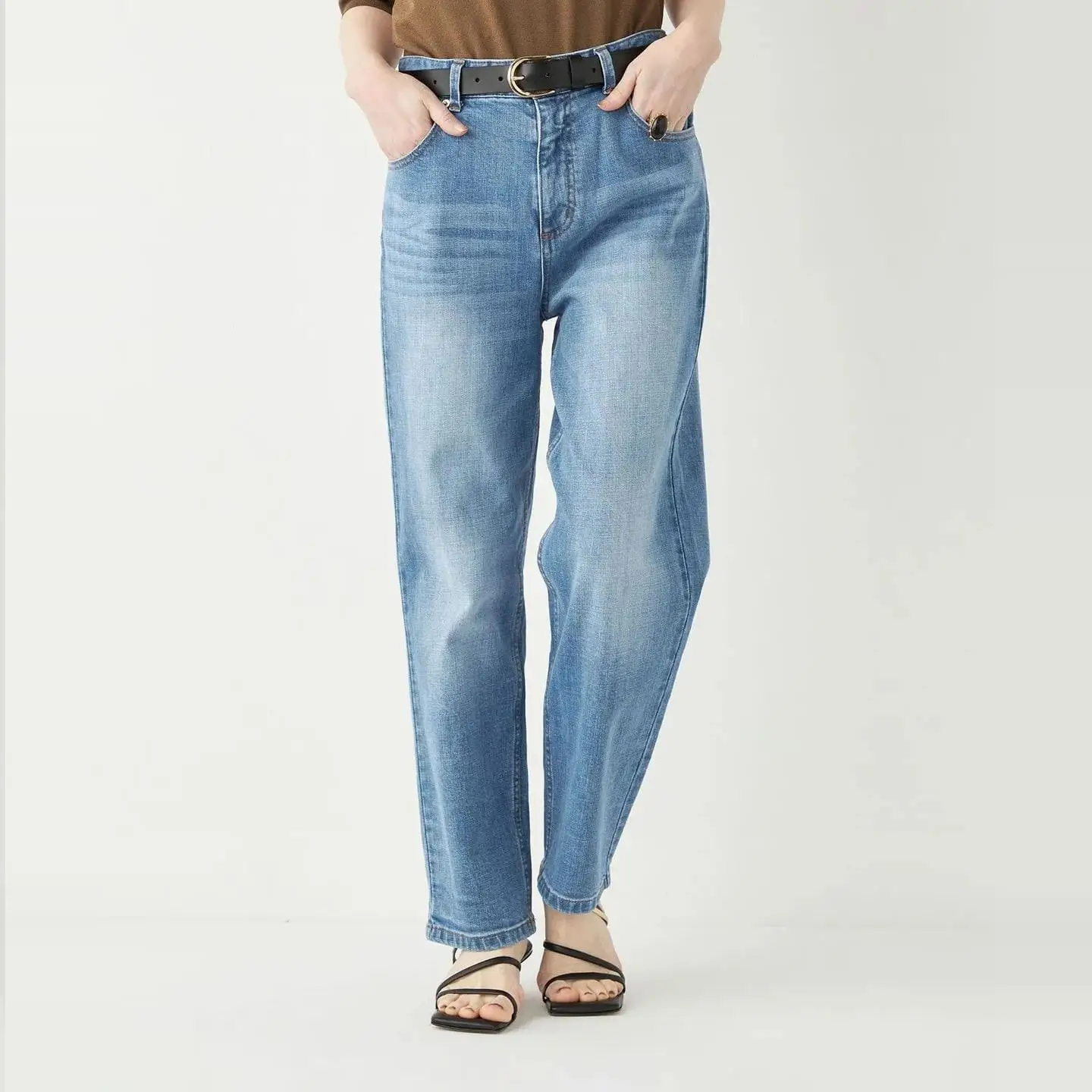 

Весна-лето, новые тонкие прямые джинсы, женские повседневные хлопковые эластичные длинные брюки с эластичной талией, японские длинные брюки