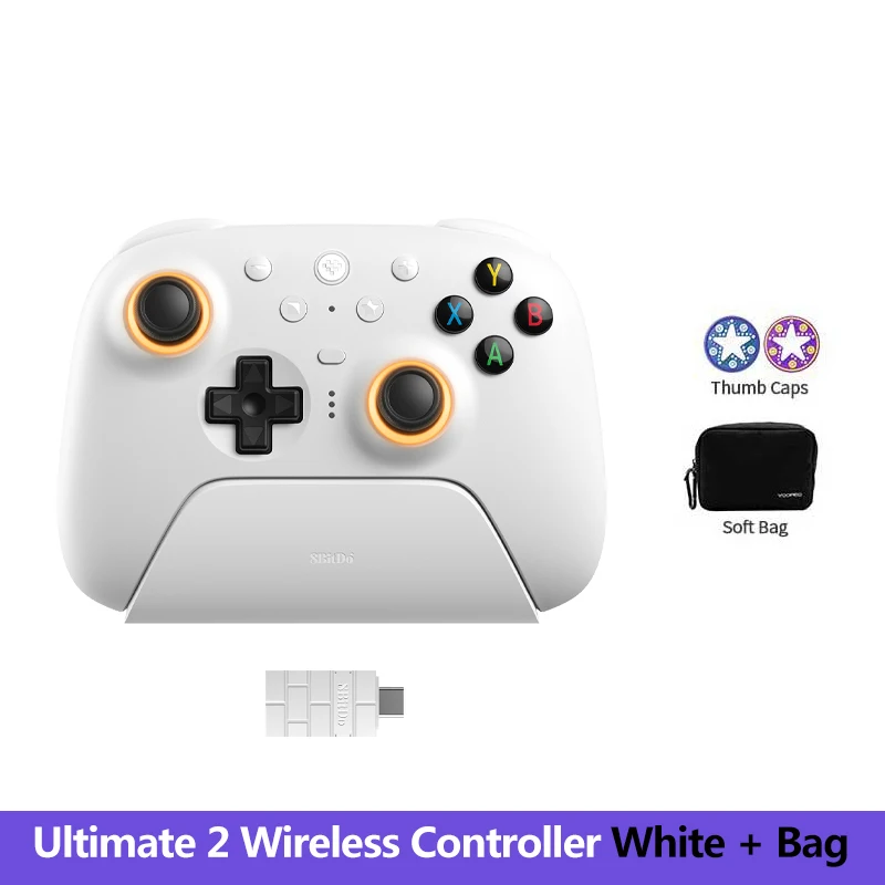 8BitDo Ultimate 2 draadloze controller, Bluetooth/USB/2.4G gamepad met TMR joystick-oplaadstation voor Windows PC, Apple, Steam &
