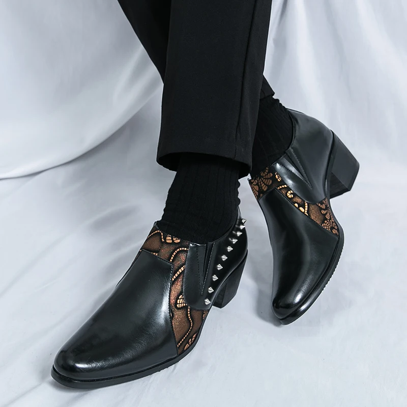 رجال الأعمال فستان أحذية عادية مريحة للتنفس الارتفاع زيادة المألوف وأشار أحذية من الجلد مأدبة الأحذية 38-46