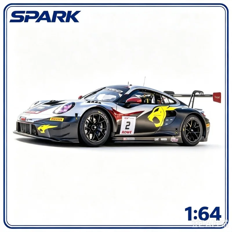 SPARK 1:64 911 GT3 R EVO Spark 2 Die Cast Alloy Car Model for Boys, Birthday Gift, Collection Souvenir.